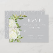 Gray Waterverf Spring Floral Peony Wedding RSVP (Voorkant / Achterkant)