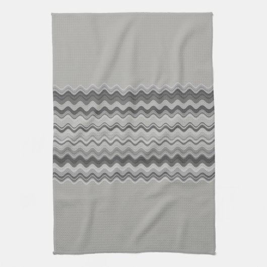 Gray Wavy Zigzag Pattern Theedoek (Verticaal)