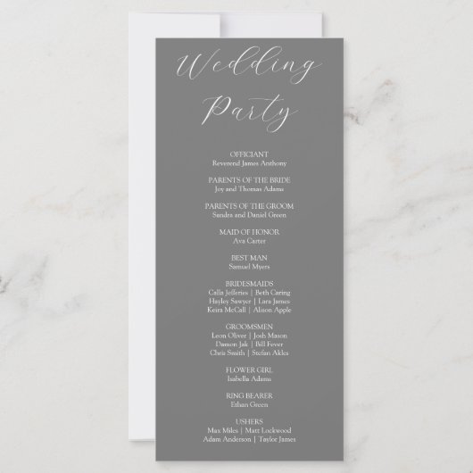 Gray Wedding Programme White and Blush Flowers (Achterkant)