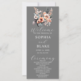 Gray Wedding Programme White and Blush Flowers