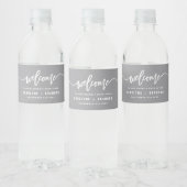 Gray Welcome Lettering Custom Wedding Waterfles Etiket (Flessen)
