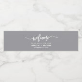 Gray Welcome Lettering Custom Wedding Waterfles Etiket (Enkel label)