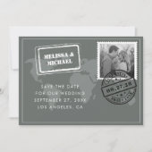 Gray Wereldkaart Destination Wedding Foto Save The Date (Voorkant)