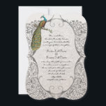 Gray Whimsical Peacock Love Bird Pattern Weddensch Kaart<br><div class="desc">Gray  Pattern Lime Green Damask Wedding Invitation & Wingeing Hearts</div>