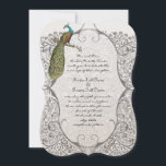 Gray Whimsical Peacock Love Bird Pattern Weddensch Kaart<br><div class="desc">Gray  Pattern Lime Green Damask Wedding Invitation & Wingeing Hearts</div>