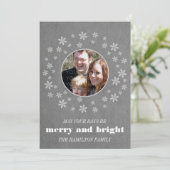 Gray Whimsical Snowflakes Foto Flat Kaart (Staand voorkant)