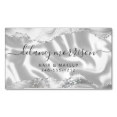 Gray White Agate Silver Glitter Luxury Magnetisch Visitekaartje (Voorkant)