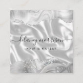 Gray White Agate Silver Glitter Luxury Vierkante Visitekaartje (Voorkant)