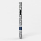 Gray White Anchor Pattern Name Case-Mate iPhone Case (Achterkant/rechts)