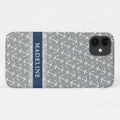 Gray White Anchor Pattern Name Case-Mate iPhone Case (Achterkant (horizontaal))