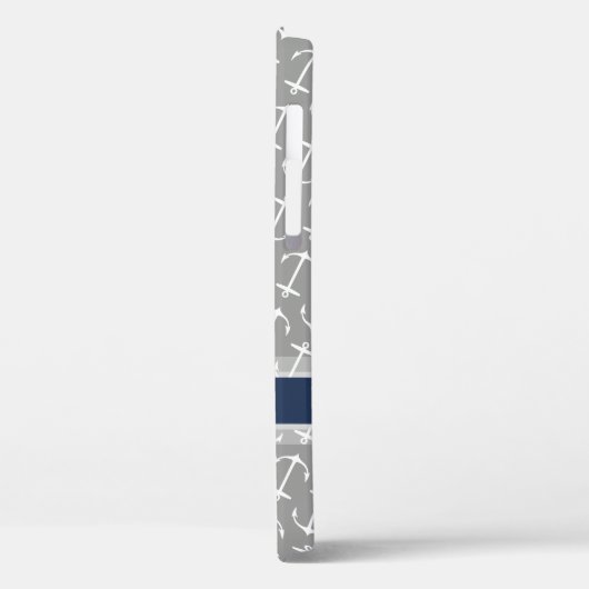 Gray White Anchor Pattern Name Case-Mate iPhone Case (Achterkant / Links)