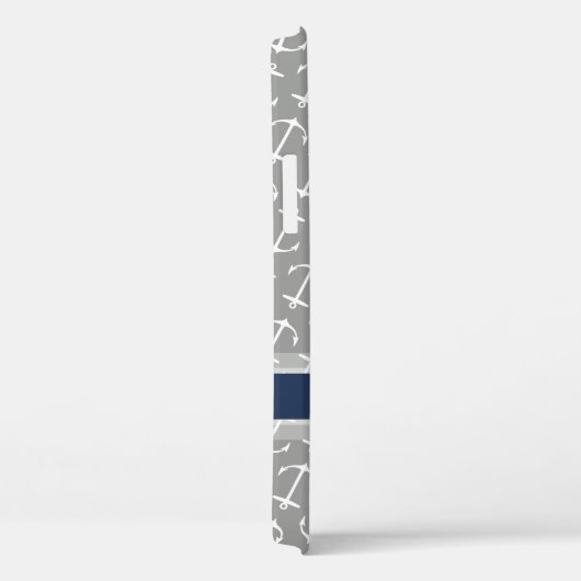 Gray White Anchor Pattern Name Case-Mate iPhone Case (Achterkant / Rechts)