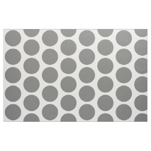 Gray White Big Polka Dots Fabric Stof