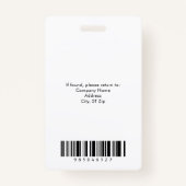 Gray White Black Corporate Employee Photo ID Badge (Achterkant)