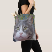 Gray White Cat Canvas tas (Dichtbij)