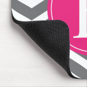 Gray White Chevron Bright Roze Monogram Muismat (Hoek)