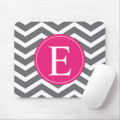 Gray White Chevron Bright Roze Monogram Muismat (Met muis)