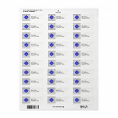 Gray White Chevron Cobalt Blue Quatrefoil Monogram Etiket (Full Sheet)
