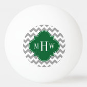 Gray White Chevron Emerald Quatrefoil 3 Monogram Pingpongbal (Achterkant)