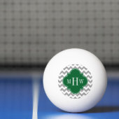 Gray White Chevron Emerald Quatrefoil 3 Monogram Pingpongbal (Net)