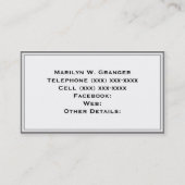 Gray White Chevron Emerald Quatrefoil 3 Monogram Visitekaartje (Achterkant)