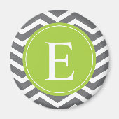 Gray White Chevron Green Monogram Magneet (Voorkant)