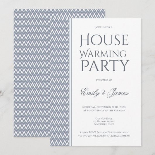 Gray White Chevron Housewarming Party Kaart (Voorkant / Achterkant)
