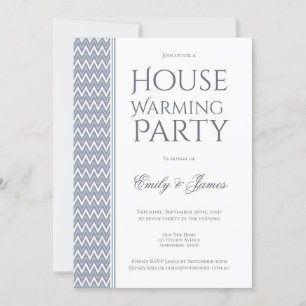 Gray White Chevron Housewarming Party Kaart