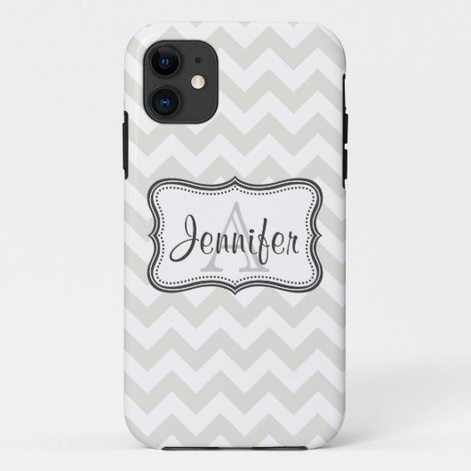 Gray & White Chevron Monogram iPhone 5 Case-Mate iPhone Case (Achterkant)