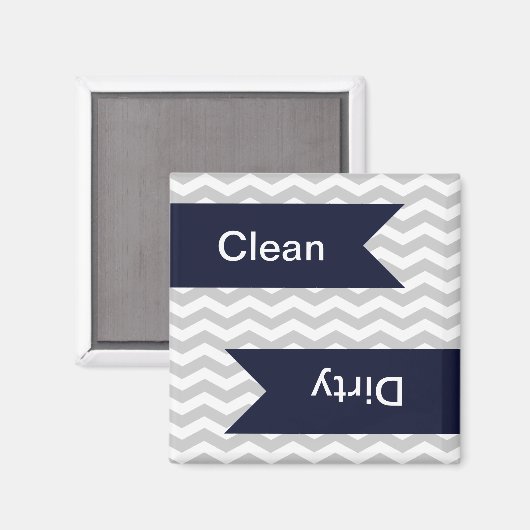 Gray & White Chevron Pattern Dishwaser Magnets Magneet (Voorkant / Achterkant)