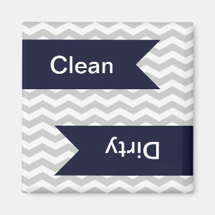 Gray & White Chevron Pattern Dishwaser Magnets Magneet