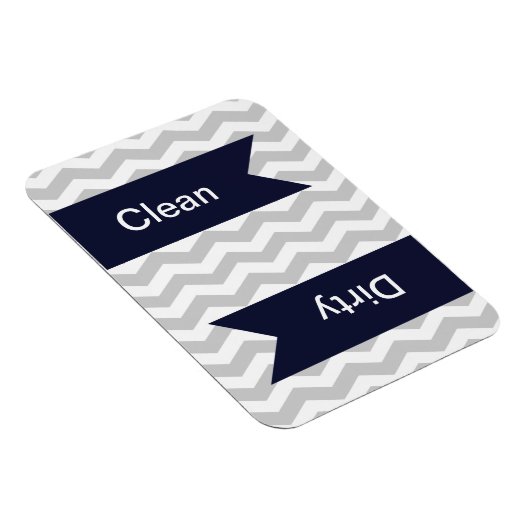 Gray & White Chevron Pattern Dishwaser Magnets Magneet (Rechterzijde)