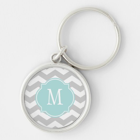Gray & White Chevron Pattern Sleutelhanger (Voorkant)