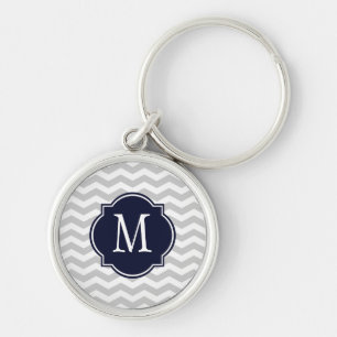 Gray & White Chevron Pattern Sleutelhanger