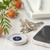 Gray & White Chevron Pattern Sleutelhanger (Zijkant)