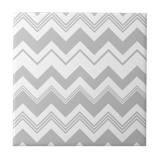 Gray White Chevron Pattern Tegeltje (Voorkant)