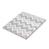 Gray White Chevron Pattern Tegeltje (Zijkant)