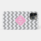 Gray White Chevron Pink Quatrefoil 3 Monogram Case-Mate iPhone Case (Achterkant (horizontaal))