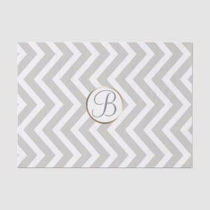 Gray White Chevron Print Monogram Letter Initiaal Tissuepapier