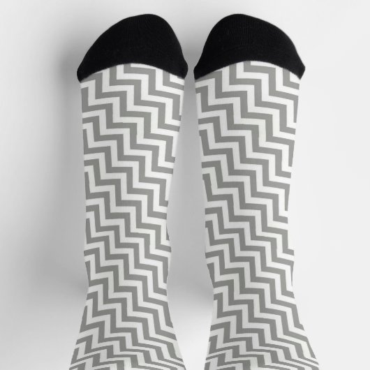 Gray White Chevron Socks Sokken (Top)
