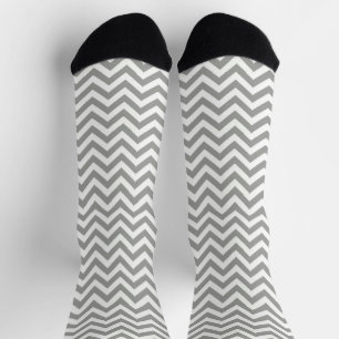 Gray White Chevron Sokken