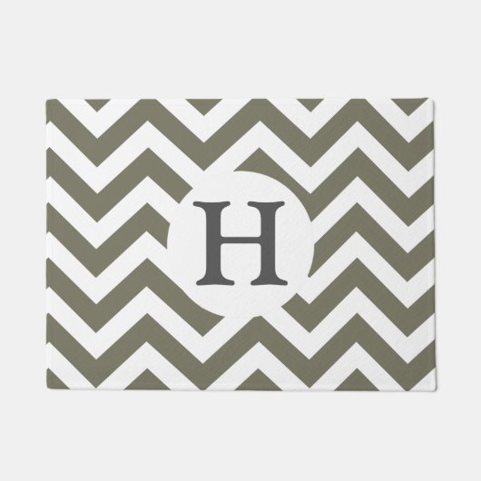 Gray White Chevron Zigzag Gray Monogram Deurmat (Voorkant)