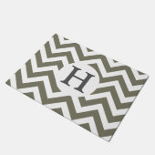 Gray White Chevron Zigzag Gray Monogram Deurmat (Schuin)