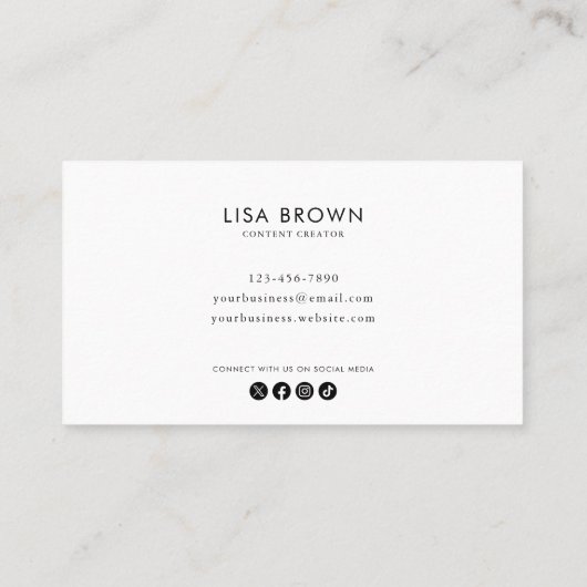 Gray White Classic Content Creator Business Card Visitekaartje (Achterkant)