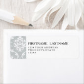 Gray White Classic Damask Patroon Etiket (Insitu)