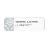 Gray White Classic Damask Patroon Etiket (Voorkant)