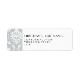Gray White Classic Damask Patroon Etiket