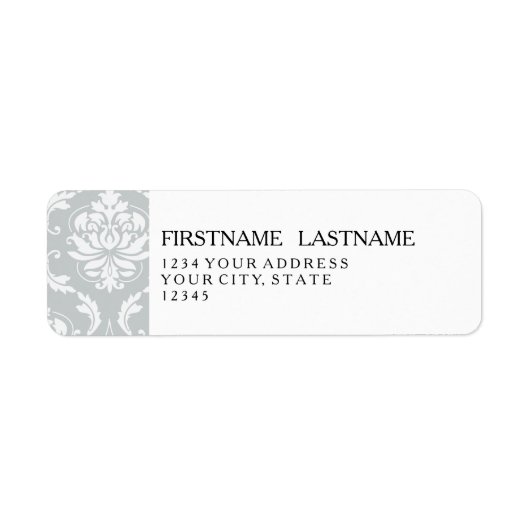 Gray White Classic Damask Patroon Etiket (Voorkant)
