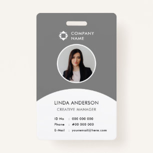 Gray White Company Logo Employee Photo ID Classy Badge