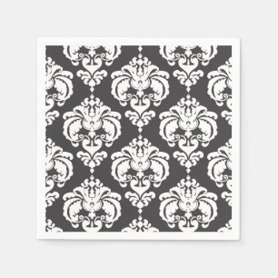 Gray & White Damask Chic Pattern Elegant Party Servet